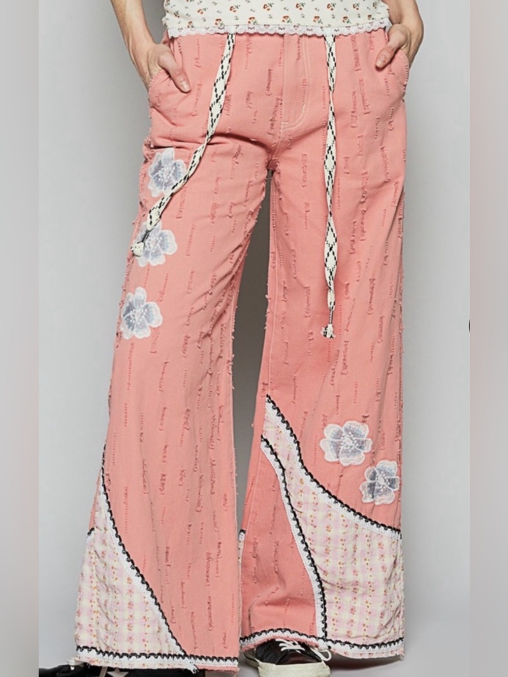 POL Coral Pink Floral Wide-Leg Pants Brand New